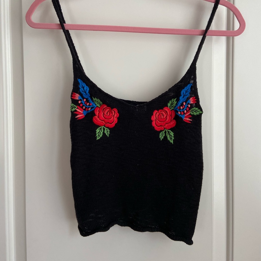 H&M Divided Embroidered Crochet Tank Top